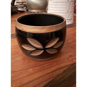 Mid Century Carved Lucite Bakelite? Wide Cuff Bangle Bracelet 2" Brown Gold 7”